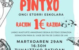 Sweet & pintxo Zuhaitzti eskolan
